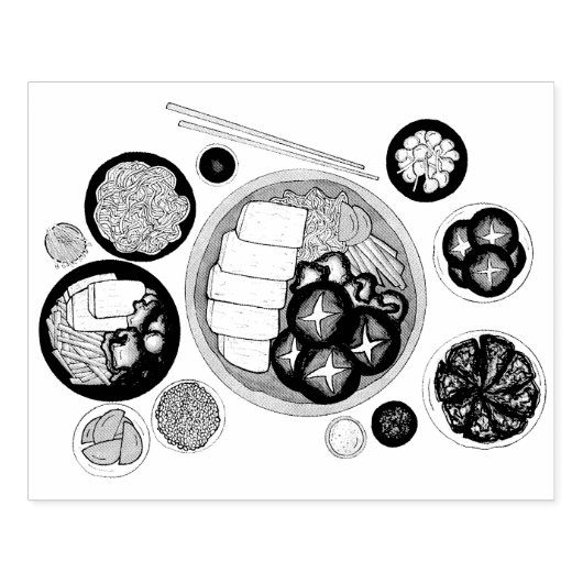 Shabu-Shabu Japan Japanse keuken Hotpot Rubberstempel (Afrduk)