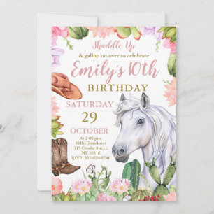 Shaddle Up Verjaardag, Paard, Cowgirl Verjaardagsf Kaart