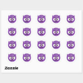 Shaded Angry Face met Horns Cute Schattige Emoji Ronde Sticker (Vel)