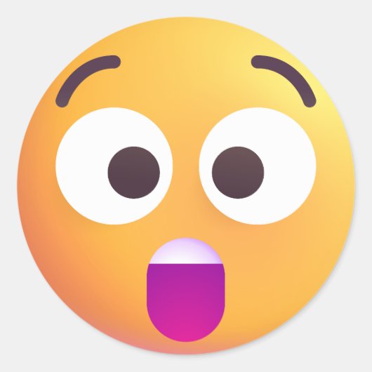 Shaded Astonned Face Cute en Schattige Emoji Ronde Sticker (Voorkant)