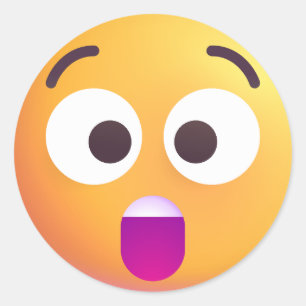 Shaded Astonned Face Cute en Schattige Emoji Ronde Sticker