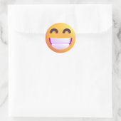 Shaded Beaming Face glimlachend Eyes Cute Funny Em Ronde Sticker (Tas)