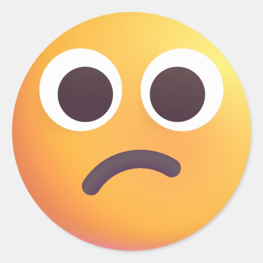 Shaded Confused Face Emoji Cute Schattig Yellow Ronde Sticker (Voorkant)