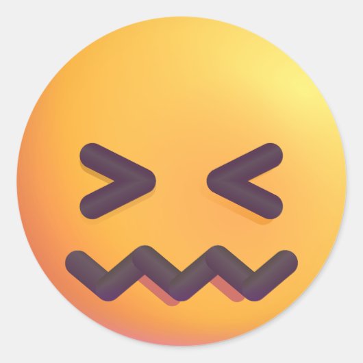 Shaded Congestied Face Emoji Cute Schattig Yellow Ronde Sticker (Voorkant)