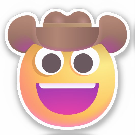Shaded Cowboy Pet Face Emoji Cute Funny Schattig Sticker (Voorkant)