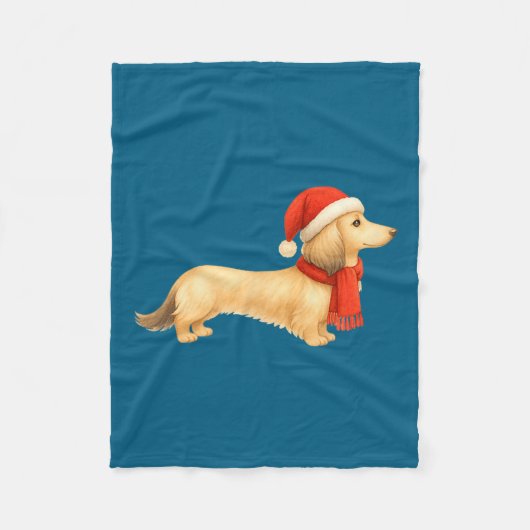 Shaded Cream Christmas Dachshund Dog Mom Funny Cut Fleece Deken (Voorkant)