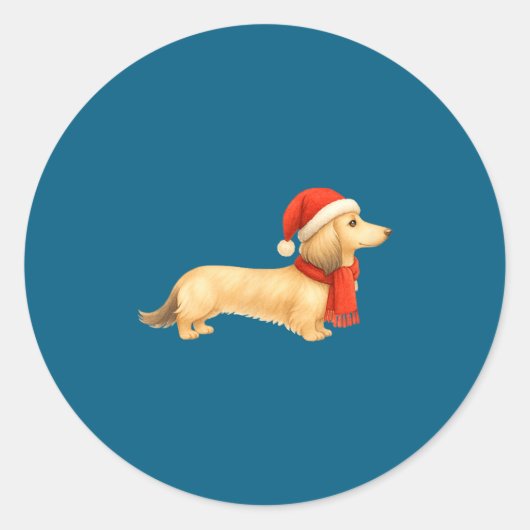 Shaded Cream Christmas Dachshund Dog Mom Funny Cut Ronde Sticker (Voorkant)