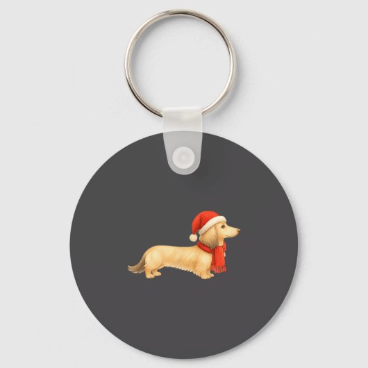 Shaded Cream Christmas Dachshund Dog Mom Funny Cut Sleutelhanger (Voorkant)
