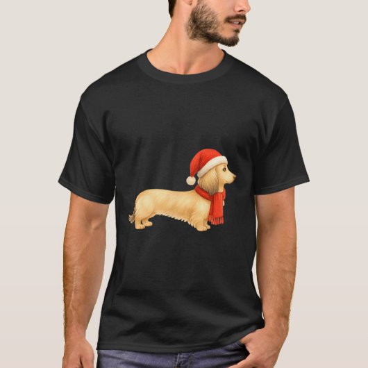 Shaded Cream Christmas Dachshund Dog Mom Funny Cut T-shirt (Voorkant)
