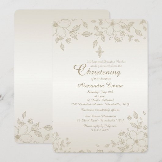 Shaded Floral Invitation Kaart (Voorkant / Achterkant)