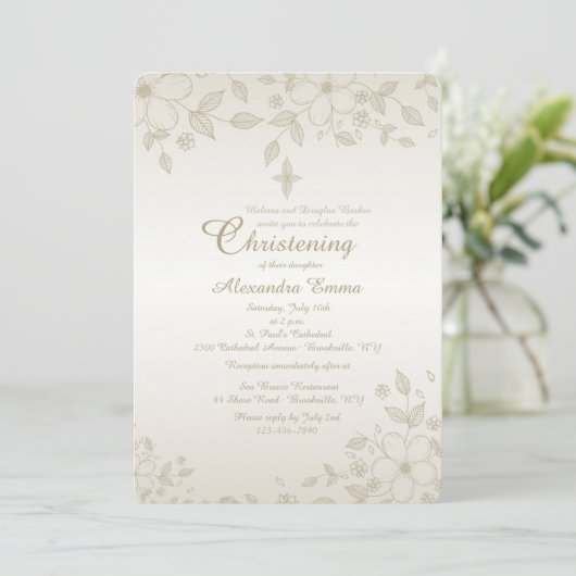 Shaded Floral Invitation Kaart (Staand voorkant)