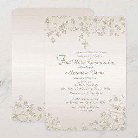 Shaded Floral Invitation Kaart (Voorkant / Achterkant)