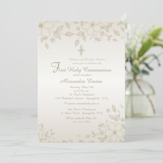 Shaded Floral Invitation Kaart (Staand voorkant)