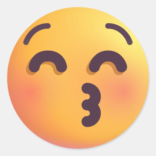 Shaded Kissing Face Closed Eyes Cute & Funny Emoji Ronde Sticker (Voorkant)