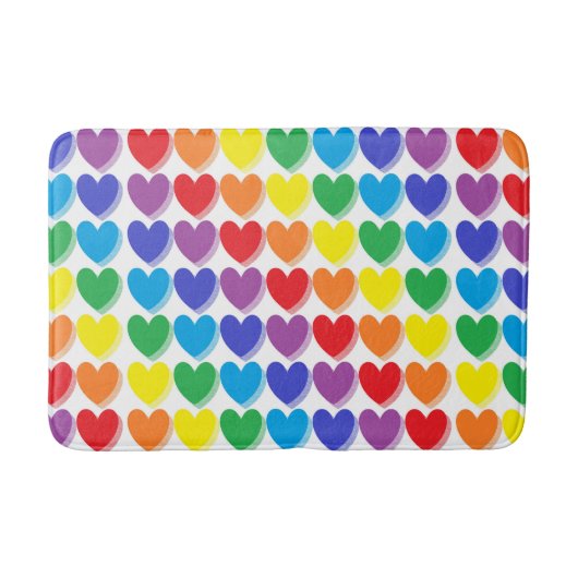 Shaded Rainbow Hearts Badmat (Voorkant)