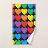 Shaded Rainbow Hearts Black Bad Handdoek (Handdoek)