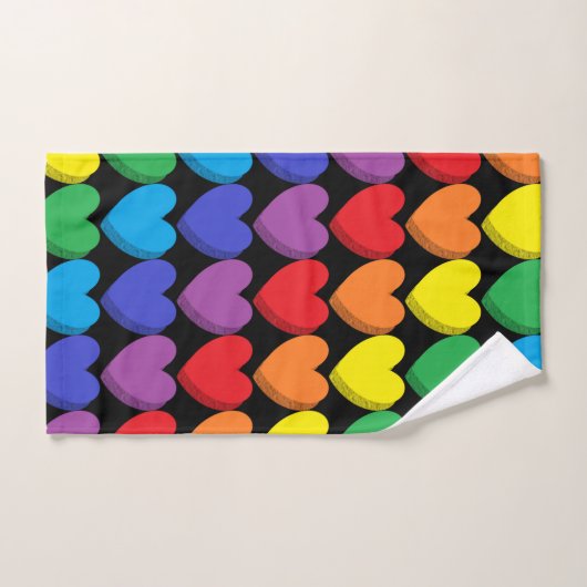 Shaded Rainbow Hearts Black Bad Handdoek (Handdoek)