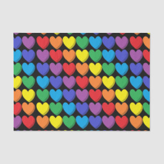 Shaded Rainbow Hearts Black Tissuepapier