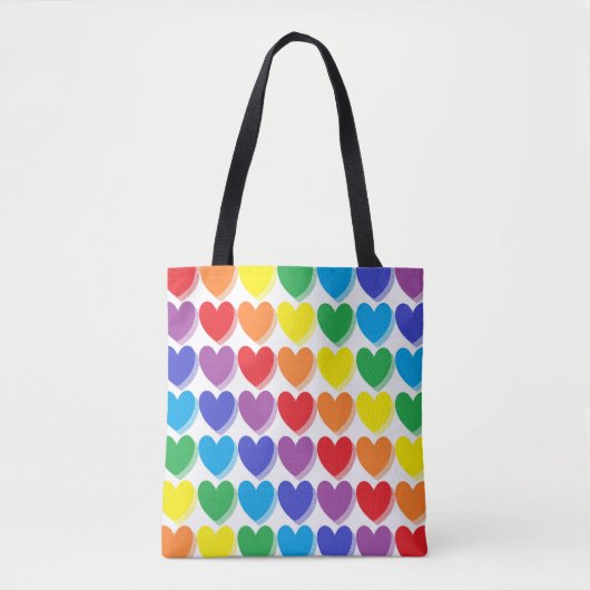 Shaded Rainbow Hearts Tote Bag (Voorkant)
