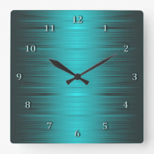 Shaded Turquoise Aqua Square Wall Clock