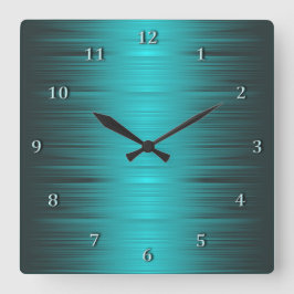 Shaded Turquoise Aqua Square Wall Clock Vierkante Klok