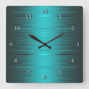 Shaded Turquoise Aqua Square Wall Clock Vierkante Klok