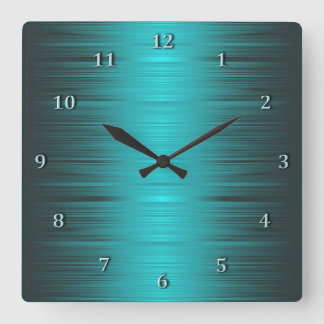 Shaded Turquoise Aqua Square Wall Clock Vierkante Klok