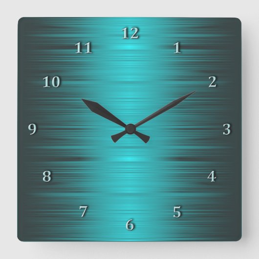 Shaded Turquoise Aqua Square Wall Clock Vierkante Klok (Voorkant)