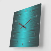 Shaded Turquoise Aqua Square Wall Clock Vierkante Klok (Hoek)