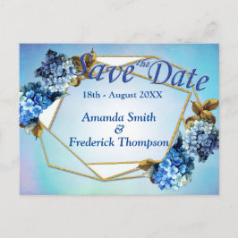 Shades / Blue Waterverf Hydrangeas Save the Dates Aankondigingskaart