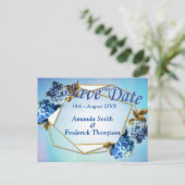 Shades / Blue Waterverf Hydrangeas Save the Dates Aankondigingskaart (Staand voorkant)
