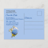 Shades / Blue Waterverf Hydrangeas Save the Dates Aankondigingskaart (Achterkant)