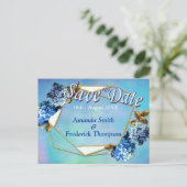 Shades / Blue Waterverf Hydrangeas Save the Dates Aankondigingskaart (Staand voorkant)