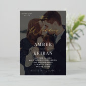 Shades - Donkere fotobruiloft Folie Uitnodiging (Staand Voorkant)