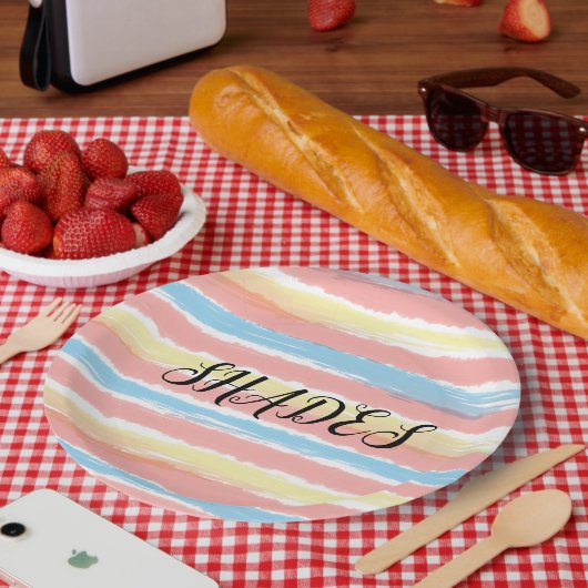 Shades Geel Roze Blauw Waterverf Papieren Bordje (Picknick)