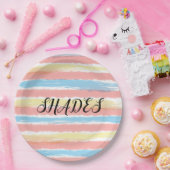 Shades Geel Roze Blauw Waterverf Papieren Bordje (Feest)