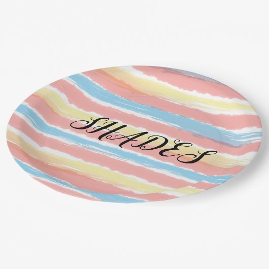 Shades Geel Roze Blauw Waterverf Papieren Bordje (Gekanteld)