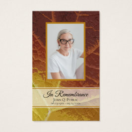 Shades of Autumn begrafenisdienst gedenkgebed Visitekaartje