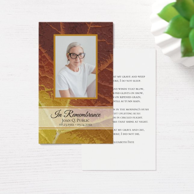 Shades of Autumn begrafenisdienst gedenkgebed Visitekaartje (Bureau)