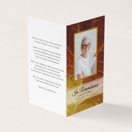 Shades of Autumn begrafenisgebed Visitekaartje (Buitenkant)