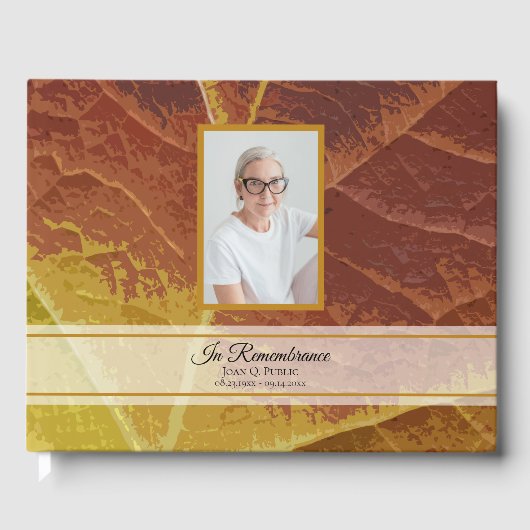 Shades of Autumn Leaf Celebration of Life Memorial Gastenboek (Voorkant)