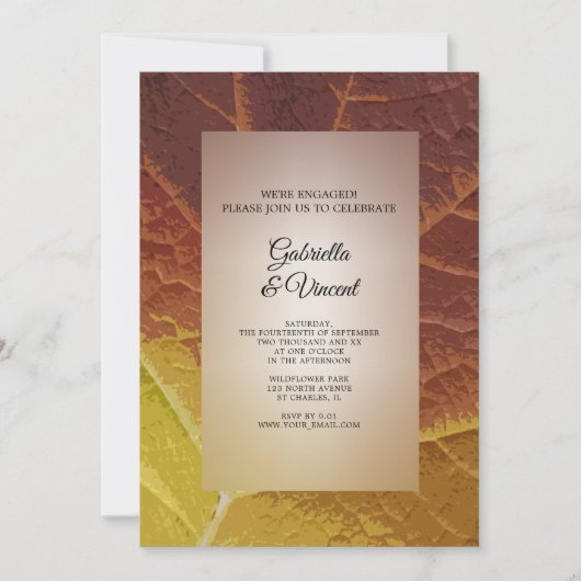 Shades of Autumn Leaf Engagement Party Kaart (Voorkant)
