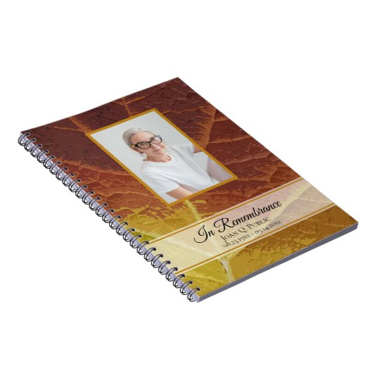 Shades of Autumn Leaf Funeral Memorial Gastboek Notitieboek (Rechterzijde)