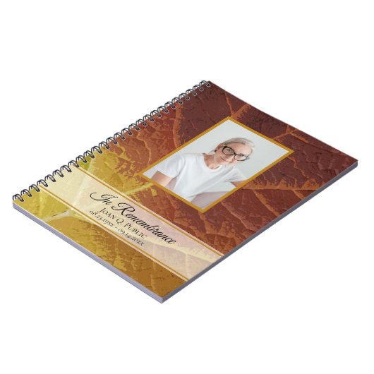 Shades of Autumn Leaf Funeral Memorial Gastboek Notitieboek (Linkerzijde)