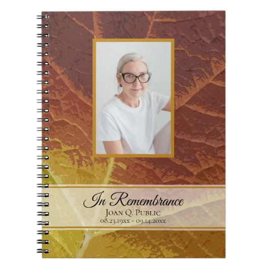 Shades of Autumn Leaf Funeral Memorial Gastboek Notitieboek (Voorkant)