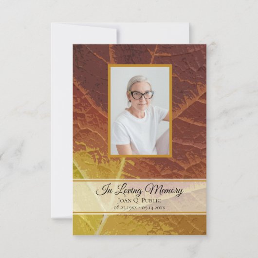 Shades of Autumn Leaf Funeral Memorial Sympathie Bedankkaart (Voorkant)