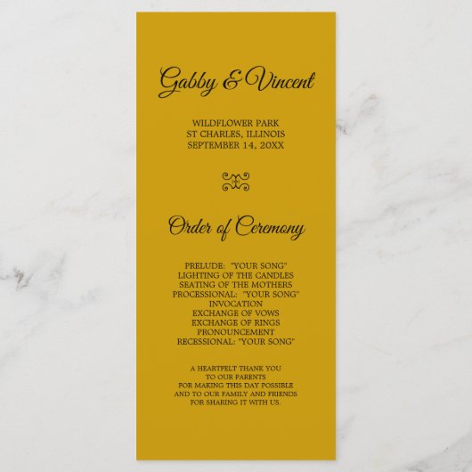 Shades of Autumn Leaf Trouwprogramma Programmakaart (Achterkant)