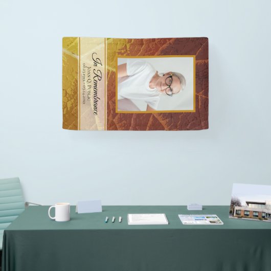 Shades of Autumn Leaf Viering van het leven begraf Spandoek (Beurs)