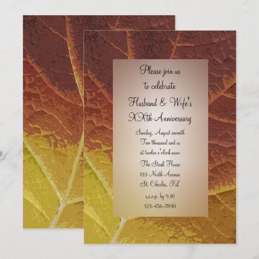 Shades of Autumn Leaf Wedding Jubileum Party Kaart (Voorkant / Achterkant)