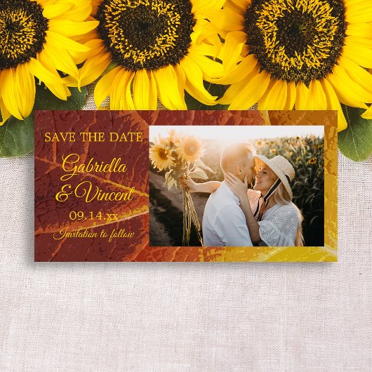 Shades of Autumn Leaf Wedding Save the Date